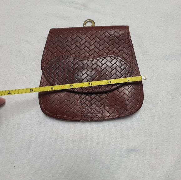 Brown Woven Leather Clip On Pouch Bag - Picture 9 of 10